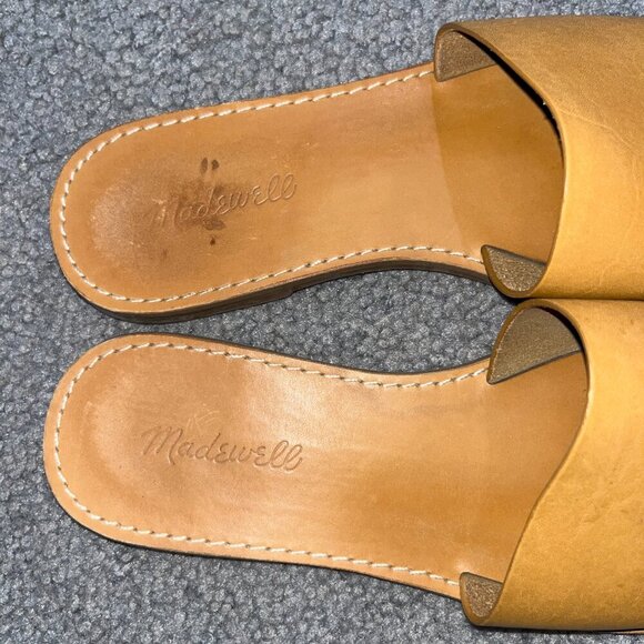 MADEWELL THE BOARDWALK POST SLIDE SANDAL in DESERT CAMEL LEATHER - EUC - Size 9 - Picture 2 of 7